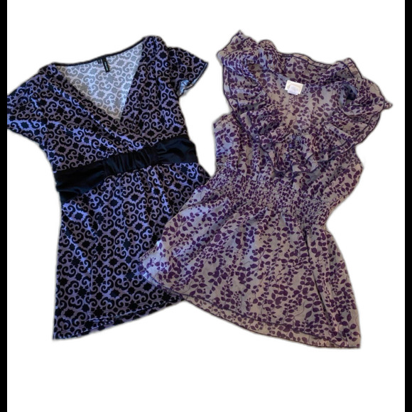 Bundle 2 Blouses Size Medium Purple Black Gray Maurice’s & Pretty Good Tops - Picture 1 of 12